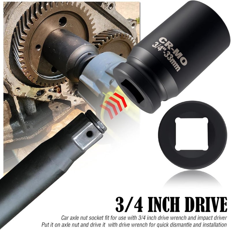 Stacool 33mm Socket 3/4 Drive with 6 Point Design,Heavy Duty Non-slip 3/4 Impact Socket for Quick Dismantle Car Axle Nuts,Professional Deep Impact Axle Nut Sockets Car Accessories (33mm-3/4"Drive) - Image 4